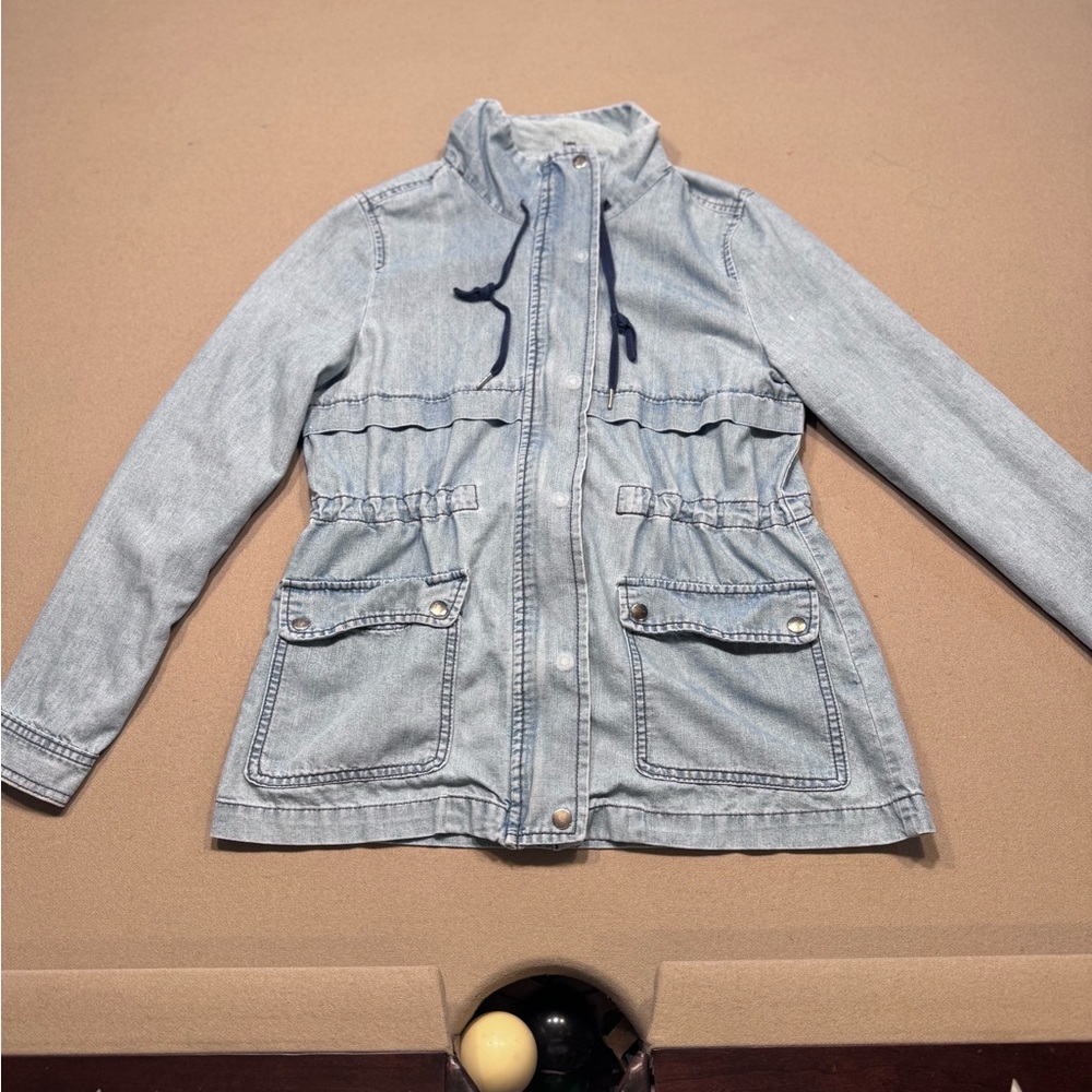 Ashley Vintage Charm Denim Soft Chambray Zip Up Jacket